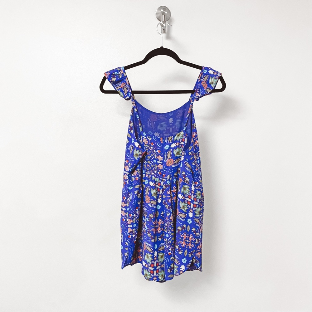 Everly Boho Mixed Pattern Floral Romper Blue SMALL - Picture 2 of 8